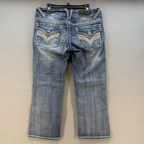 Vigoss Jeans Women's 3x21 Blue The York Capri Leather Studded Embellished - Picture 2 of 14